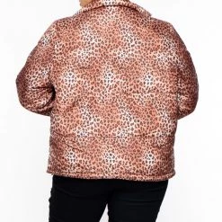 Jou Jou Plus Size Leopard Print Puffer Coat - Brown 9 Jou Jou Plus Size Leopard Print Puffer Coat - Brown