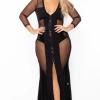 KATY USA Plus Size Cindy Mesh Inset Maxi Dress - Black Back In Stock