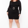KATY USA Plus Size Coraline Belted Bodycon Dress - Black