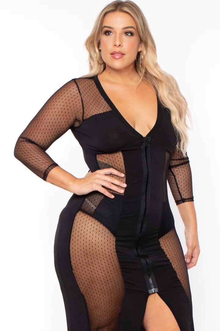 KATY USA Plus Size Cindy Mesh Inset Maxi Dress - Black Back In Stock 5 KATY USA Plus Size Cindy Mesh Inset Maxi Dress - Black Back In Stock