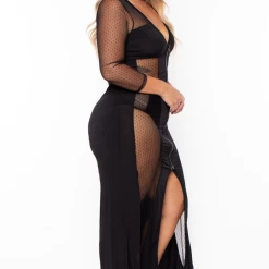 KATY USA Plus Size Cindy Mesh Inset Maxi Dress - Black Back In Stock 10 KATY USA Plus Size Cindy Mesh Inset Maxi Dress - Black Back In Stock
