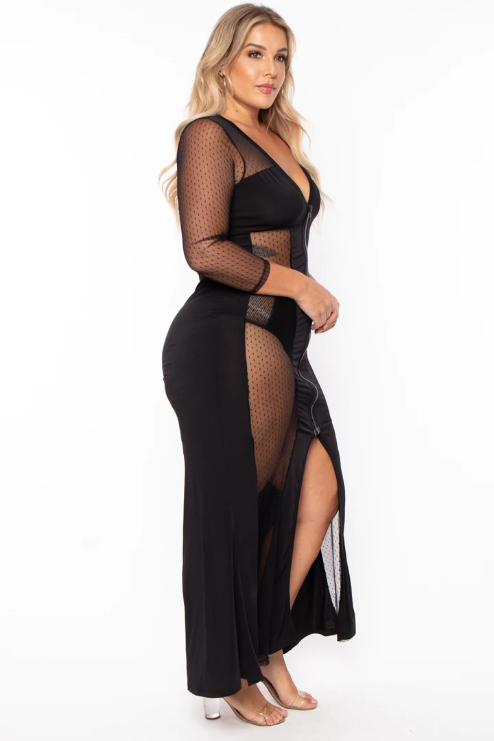 KATY USA Plus Size Cindy Mesh Inset Maxi Dress - Black Back In Stock 6 KATY USA Plus Size Cindy Mesh Inset Maxi Dress - Black Back In Stock