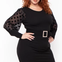 KATY USA Plus Size Coraline Belted Bodycon Dress - Black