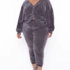 KATY USA Plus Size Chenille Sweater And Jogger Set - Grey 1 KATY USA Plus Size Chenille Sweater And Jogger Set - Grey