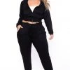 KATY USA Plus Size Jesse Matching Jogger Set- Black