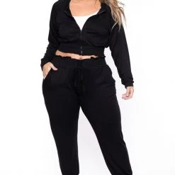 KATY USA Plus Size Jesse Matching Jogger Set- Black