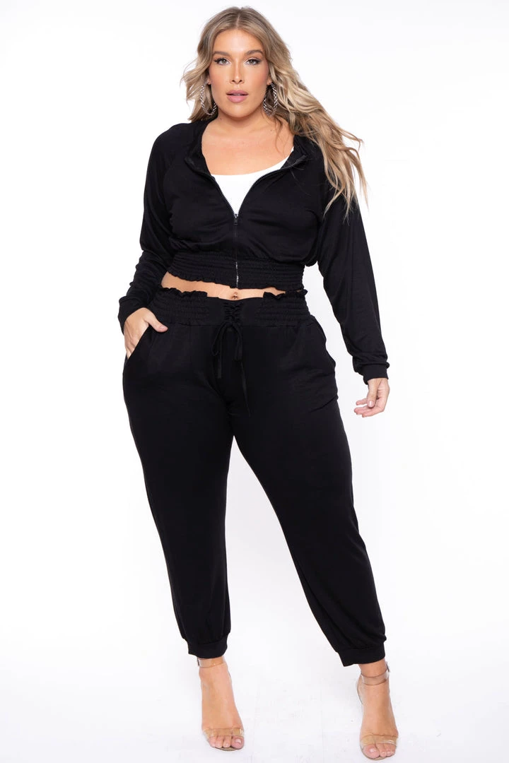 KATY USA Plus Size Jesse Matching Jogger Set- Black 3 KATY USA Plus Size Jesse Matching Jogger Set- Black