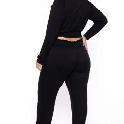 KATY USA Plus Size Jesse Matching Jogger Set- Black 11 KATY USA Plus Size Jesse Matching Jogger Set- Black