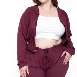 KATY USA Plus Size Jesse Matching Jogger Set- Burgundy 9 KATY USA Plus Size Jesse Matching Jogger Set- Burgundy