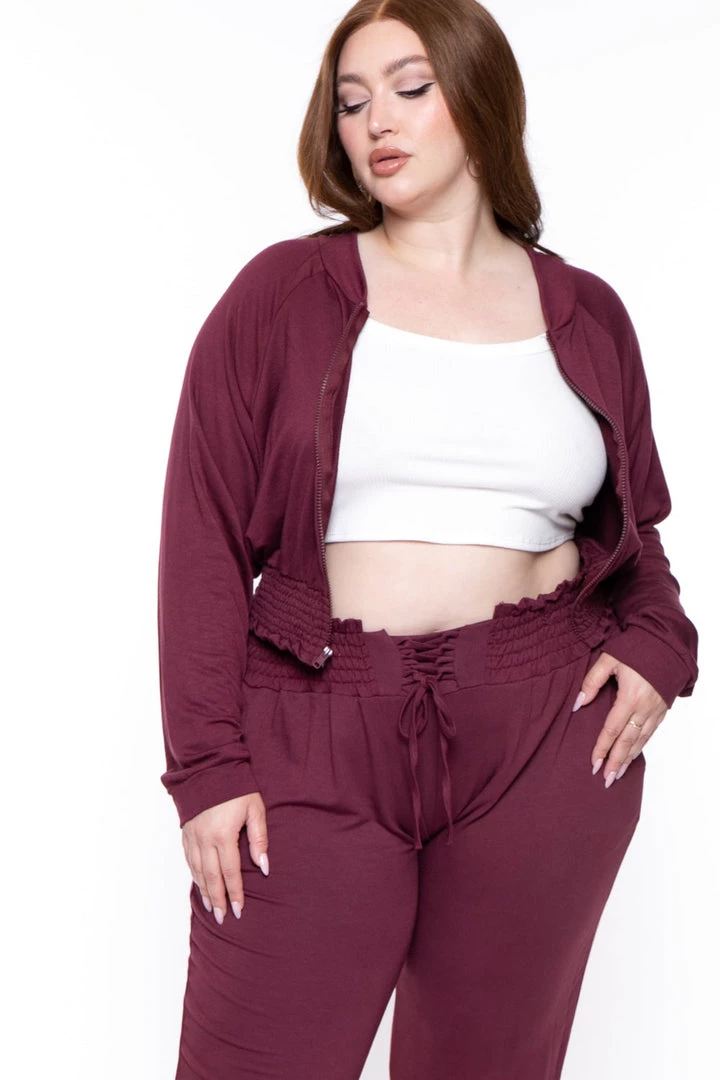 KATY USA Plus Size Jesse Matching Jogger Set- Burgundy 5 KATY USA Plus Size Jesse Matching Jogger Set- Burgundy
