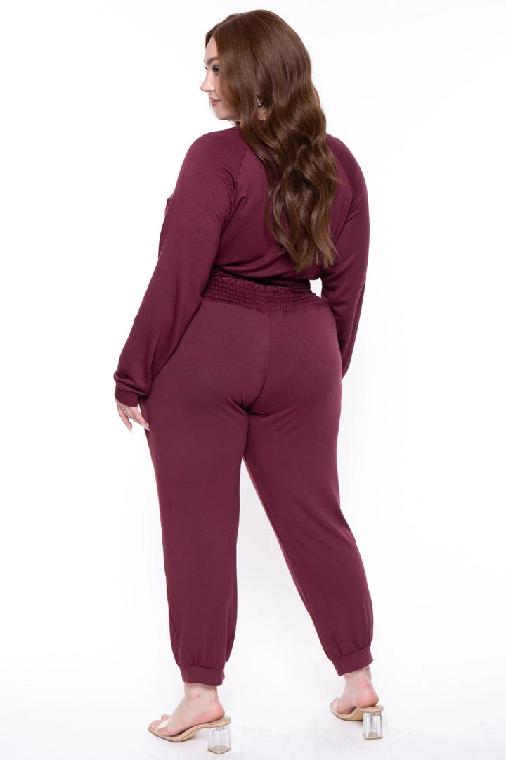 KATY USA Plus Size Jesse Matching Jogger Set- Burgundy 7 KATY USA Plus Size Jesse Matching Jogger Set- Burgundy