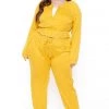 KATY USA Plus Size Jesse Matching Jogger Set- Mustard Sets