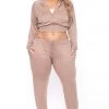 KATY USA Sets Plus Size Jesse Matching Jogger Set- Taupe 2 KATY USA Sets Plus Size Jesse Matching Jogger Set- Taupe