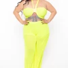 KATY USA Plus Size Neon Flare Leg Mesh Coverup - Neon