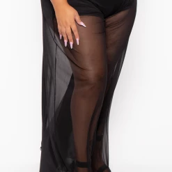 KATY USA Plus Size Flare Leg Mesh Coverup - Black Swimwear 9 KATY USA Plus Size Flare Leg Mesh Coverup - Black Swimwear