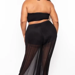 KATY USA Plus Size Flare Leg Mesh Coverup - Black Swimwear 8 KATY USA Plus Size Flare Leg Mesh Coverup - Black Swimwear