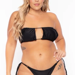 KINDKINIS LLC Plus Size Kindkinis String 2 Pc Set - Black Swimwear