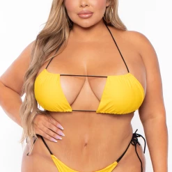 KINDKINIS LLC Swimwear Plus Size Kindkinis String 2 Pc Set - Yellow