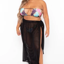 KINDKINIS LLC Plus Size Kindkinis Abstract Print String 2 Pc Set - Multi Color Swimwear