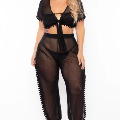 KINDKINIS LLC Plus Size Kindkinis String 2 Pc Set - Black Swimwear