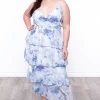 L LOVE INC Dresses Plus Size Tie Dye Sheared Maxi Dress - Blue
