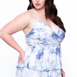 L LOVE INC Dresses Plus Size Tie Dye Sheared Maxi Dress - Blue