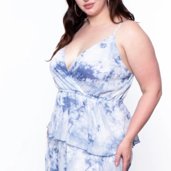 L LOVE INC Dresses Plus Size Tie Dye Sheared Maxi Dress - Blue
