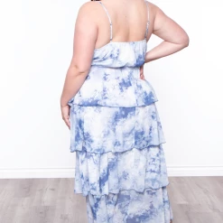 L LOVE INC Dresses Plus Size Tie Dye Sheared Maxi Dress - Blue