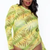 Libian Plus Size Neon Palm Mesh Bodysuit - Lime Sale 2 Libian Plus Size Neon Palm Mesh Bodysuit - Lime Sale