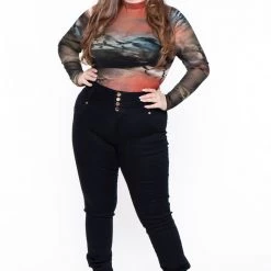 Libian Plus Size Kylie Sheer Bodysuit - Rust Sale