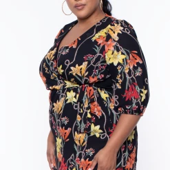 Libian Plus Size Lilies Chiffon Maxi Dress - Black 9 Libian Plus Size Lilies Chiffon Maxi Dress - Black