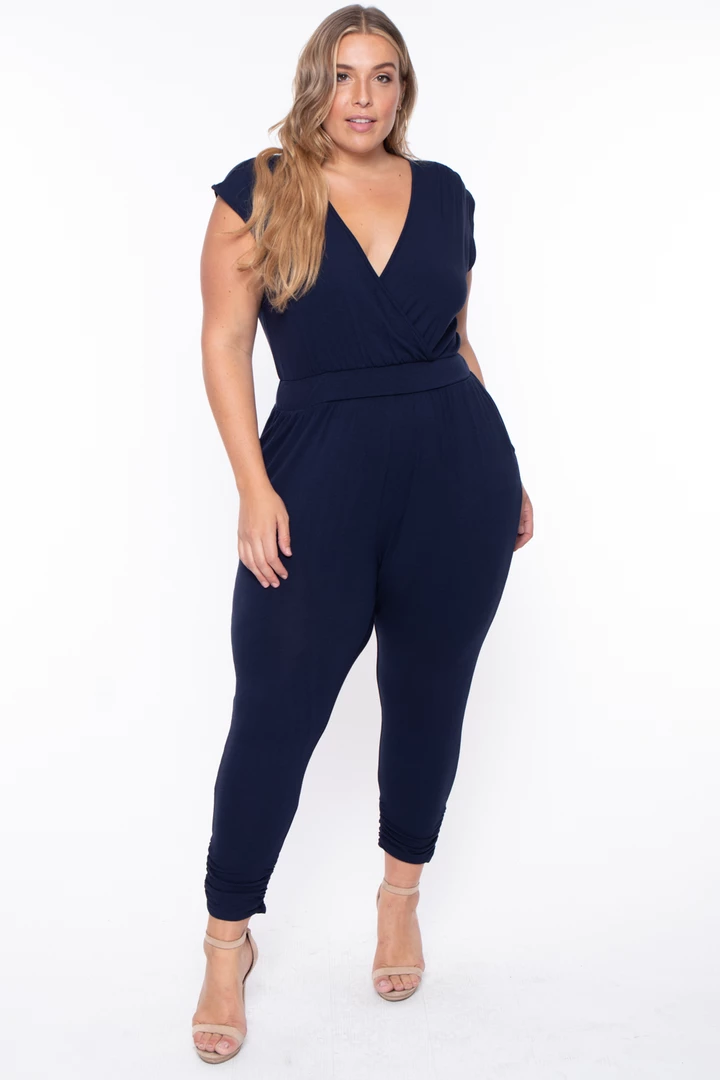 Libian Plus Size Rosewood Cross Front Jumpsuit - Navy 3 Libian Plus Size Rosewood Cross Front Jumpsuit - Navy
