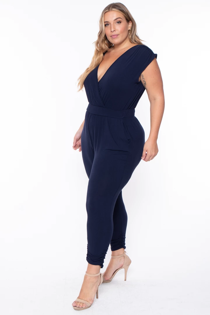 Libian Plus Size Rosewood Cross Front Jumpsuit - Navy 6 Libian Plus Size Rosewood Cross Front Jumpsuit - Navy