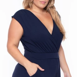 Libian Plus Size Rosewood Cross Front Jumpsuit - Navy 11 Libian Plus Size Rosewood Cross Front Jumpsuit - Navy
