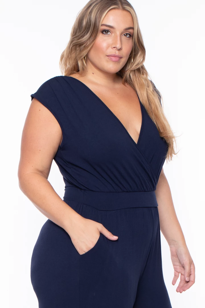 Libian Plus Size Rosewood Cross Front Jumpsuit - Navy 7 Libian Plus Size Rosewood Cross Front Jumpsuit - Navy