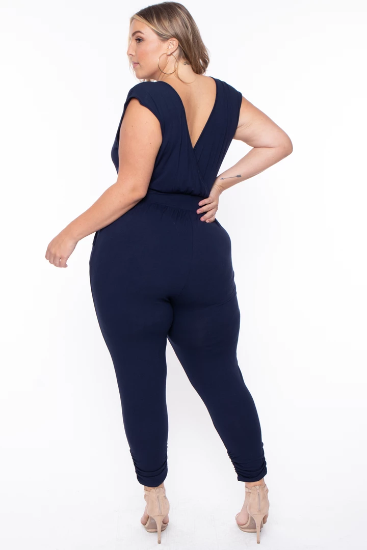 Libian Plus Size Rosewood Cross Front Jumpsuit - Navy 4 Libian Plus Size Rosewood Cross Front Jumpsuit - Navy