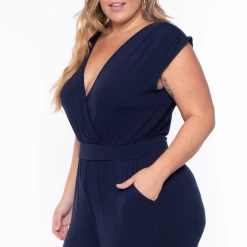 Libian Plus Size Rosewood Cross Front Jumpsuit - Navy 9 Libian Plus Size Rosewood Cross Front Jumpsuit - Navy