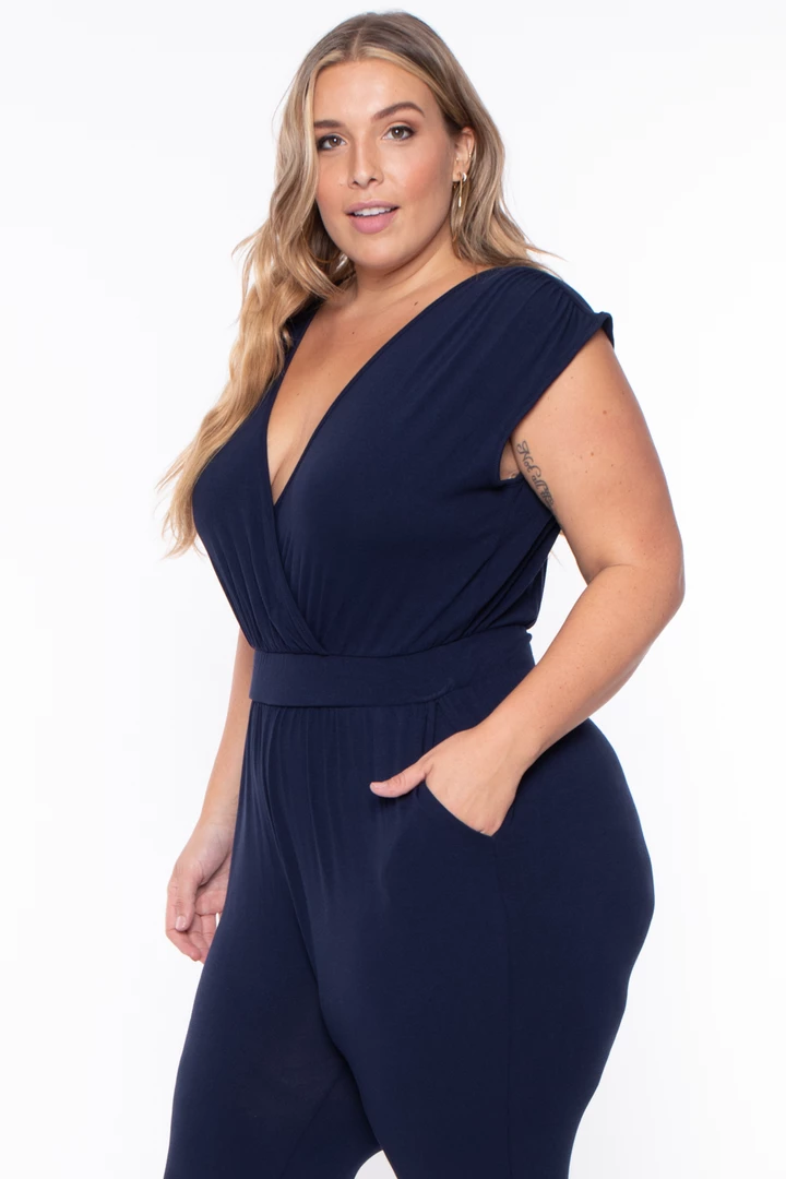 Libian Plus Size Rosewood Cross Front Jumpsuit - Navy 5 Libian Plus Size Rosewood Cross Front Jumpsuit - Navy