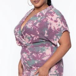 Libian Plus Size Tie Dye Front Cross Jumpsuit - Multi Party Jumpsuilts