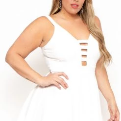 LOVE SOME Bridal Options Plus Size Caged Fit & Flare Dress - Ivory