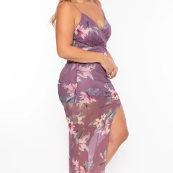 LoveSome Plus Size Danielle Floral Mesh Dress - Lavender 9 LoveSome Plus Size Danielle Floral Mesh Dress - Lavender