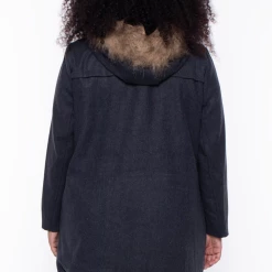 Mirage Fashion Of NY Plus Size Faux Fur Hooded Coat - Charcoal