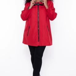 Mirage Fashion Of NY Plus Size Faux Fur Hooded Coat - Red Outerwear