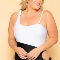 Mirage Fashion Of NY New Arrivals Plus Size Colorblock Swimsuit - Black