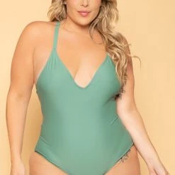 Mirage Fashion Plus Size Adena One Piece Swimsuit - Sage New Arrivals