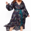 Miss Avenue Dresses Plus Size Delphine Printed Hi-Low Dress - Navy