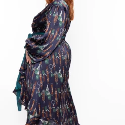 Miss Avenue Dresses Plus Size Delphine Printed Hi-Low Dress - Navy