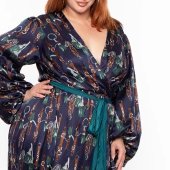 Miss Avenue Dresses Plus Size Delphine Printed Hi-Low Dress - Navy