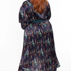 Miss Avenue Dresses Plus Size Delphine Printed Hi-Low Dress - Navy