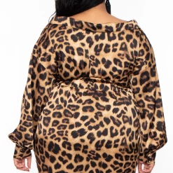 Miss Avenue Party Shop Plus Size Leopard Print Mini Dress - Brown